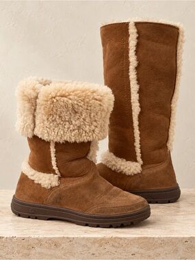 Authentic UGG Sunburst Tall Chestnut Sheepskin Boots Women’s Size 7